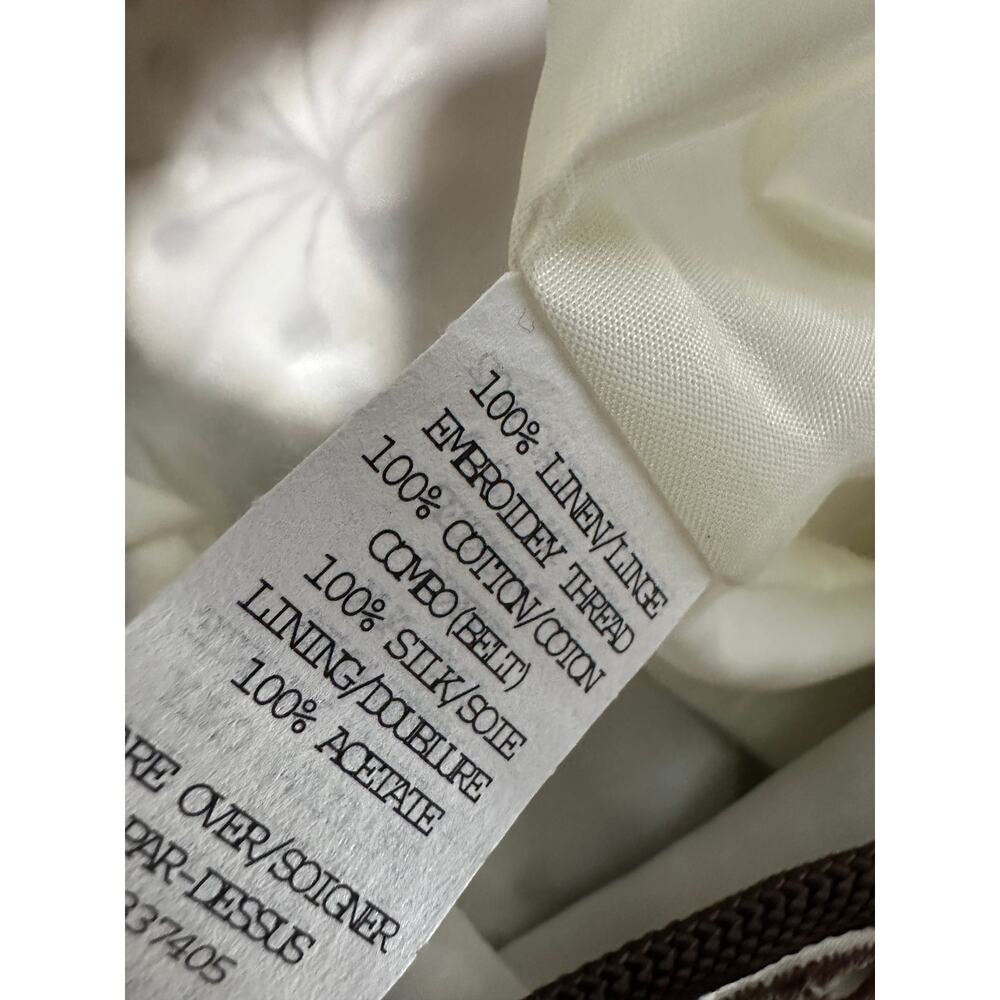 Cynthia Cynthia Steffe Brown White Linen Cotton Embroidered Knee Length Skirt 6 - Picture 7 of 7